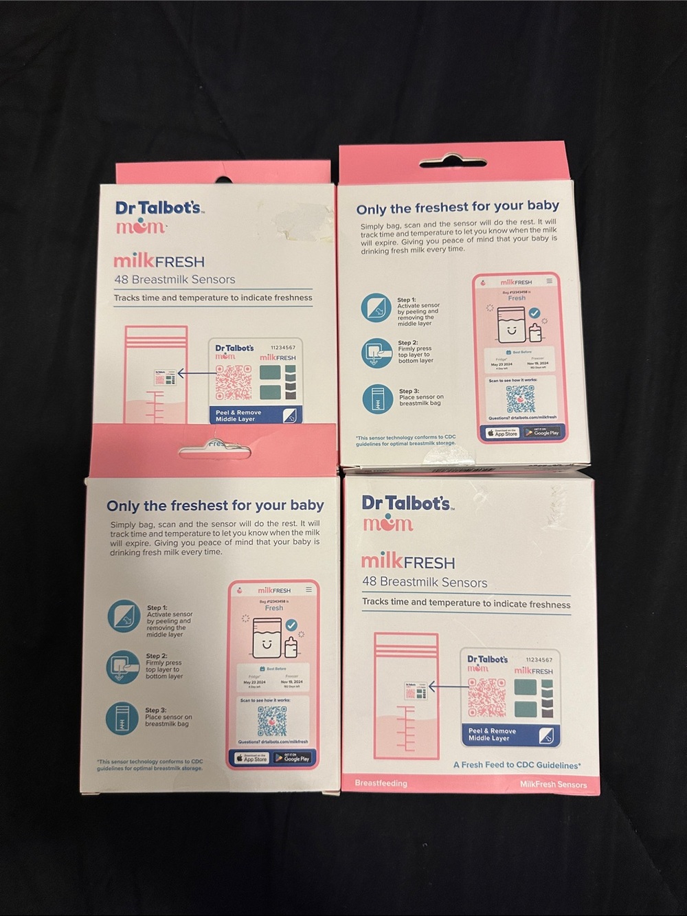 4 milkFRESH Breastmilk Freshness Sensors - Pink (48 Pack)